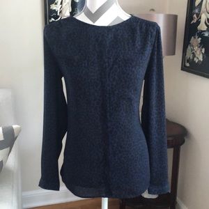 🎉Ann Taylor Loft Blue And Black Leopard Blouse